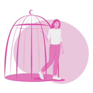 dziewczyna wychodząca z klatki